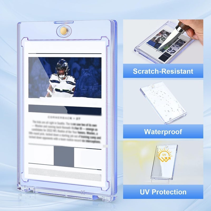 PJU 60ct Magnetic Card Holder, 35pt Single Card Holder Touch for Trading Cards, Protectors Hard Plastic, U-V Protection Magnetic Display Case for Baseball, Game, Sports Cards - Image 3